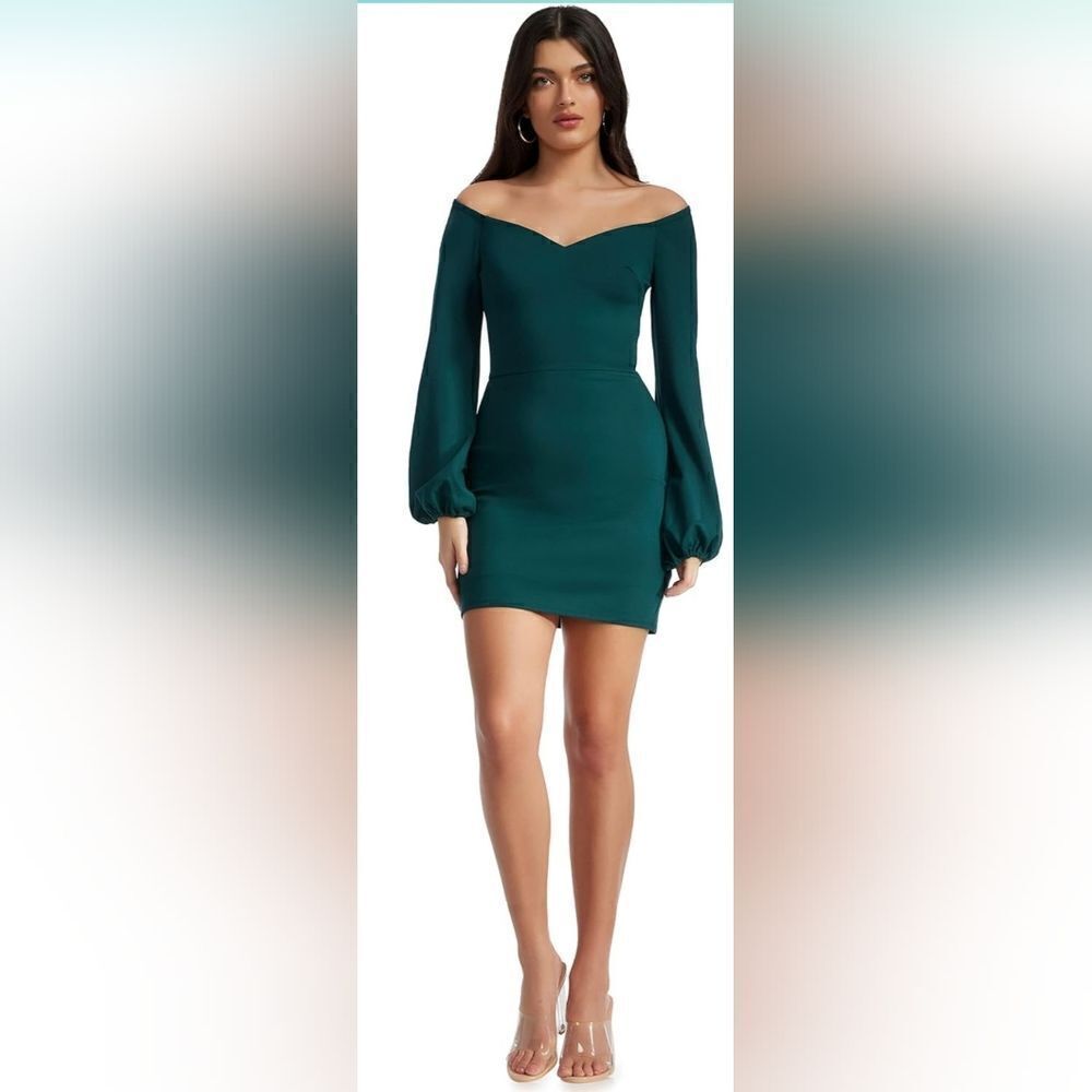 Dress The Population Esperanza Long Sleeve Bodycon Dress NWOT XS Emerald Green